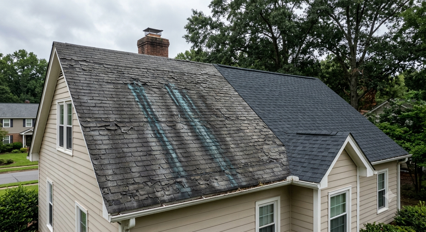 asphalt shingle roof on a Charlotte NC suburban home