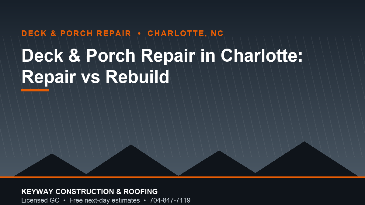 Deck and porch repair on a Charlotte NC home