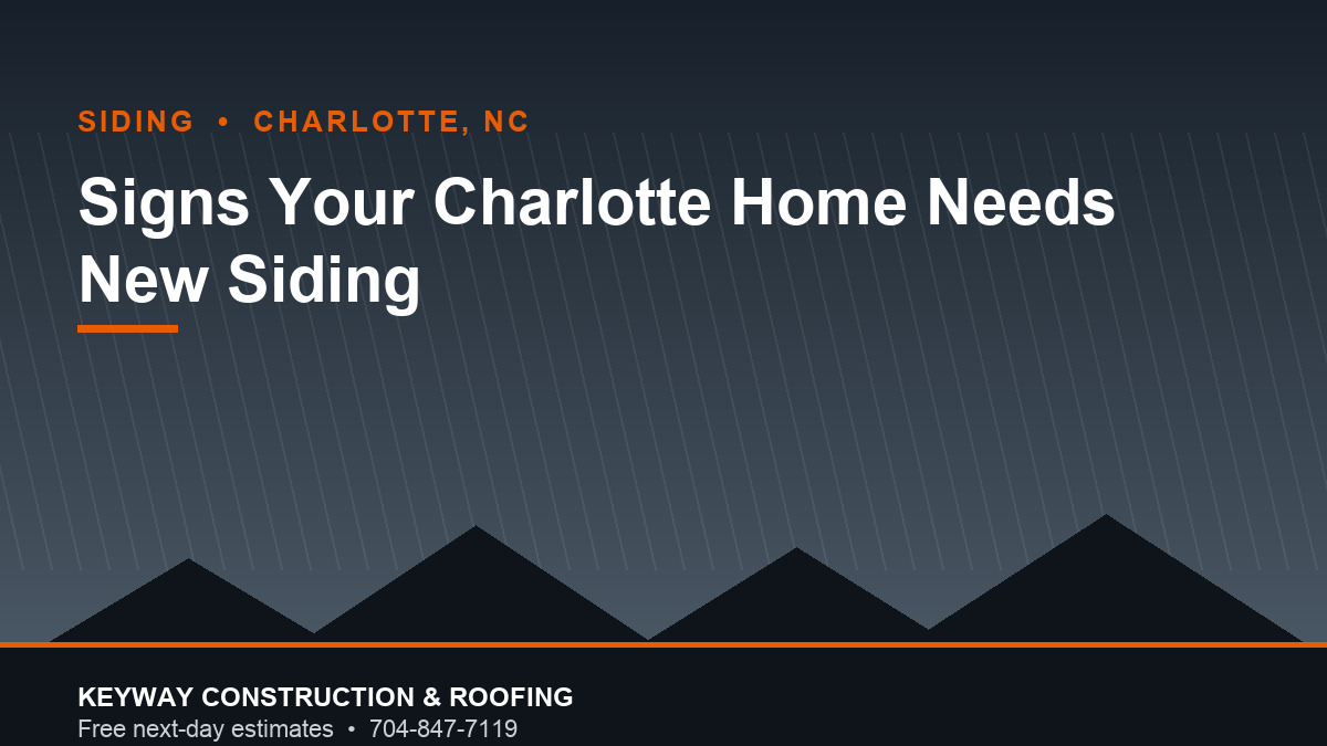 Damaged siding on a Charlotte NC home needing replacement
