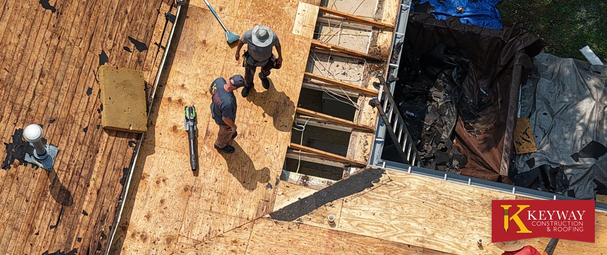 Crew replacing plank board roof decking in Monroe NC